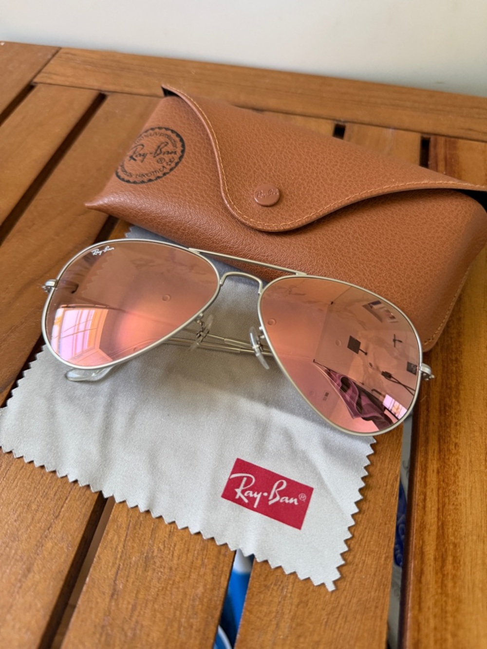 Ray-Ban Aviator Sunglasses with Pink Lenses and Silver Frame